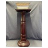 Pedestal Plant Stand & Distressed Tin Planter