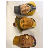 (3) Bossons Chalk Ware Wall Heads -