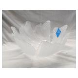 Palm Leaf Glass Frosted Serving Bowl 14.5'Dx6.5'H