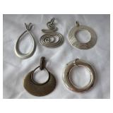 (5) Silver & Brass Tone Pendants 1.5' - 2.25'
