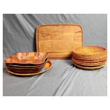 Woven Wood Dishes,Wicker Plate Holder & Boards