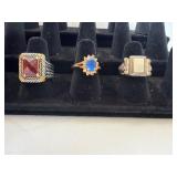 (4) Silver & Gold Tone Rings - Sizes 6  7  8