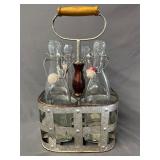 Glass Bottles in Metal Carrier