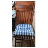 Ornate Wood Chair w/Two Cushions 43'H