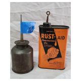 Vintage Metal Oiler Including Rust-Aid can