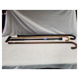 (3)Wood Canes & (1)Metal Cane