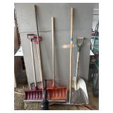 (3) Snow Shovels Scoop Shovel (2) Squeegees