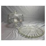 Glass Cake Serving Stand & Divided Serving Dish