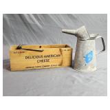 Primitive Oil Can & Wood Cheese Box