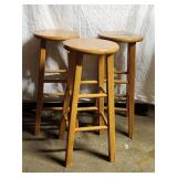 (3) Wooden Bar Stools 13'x29.5'