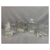 2 Glass Pitchers & 2 Glass Beer Steins
