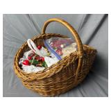 Assorted Holiday Decorations in Basket