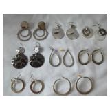 (9) Pairs Silver Tone Earring Assortment