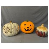 3 Ceramic Decorative Pumpkins