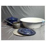 Enamel Pots, Bowl & Lids