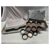Vintage Muffin Tins, Metal Pans & Tray