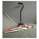 2 Umbrellas & Adjustable Height Walking Cane