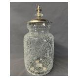 Decorative Crackled Glass Canister with Lid