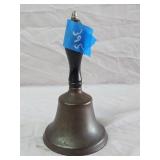 Antique Metal School Bell w/Wood Handle 7.5'H