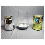 (3)Large Glass Candle Holders 8'-11'H
