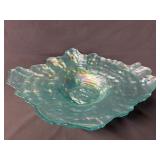 Teal Textured Art Glass Bowl