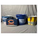(2)Beer Buckets, Colts Bucket, Bears 6 pk Ice Pack