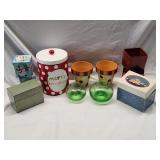 Vintage Recipe Boxes, Cookie Jar, Flower Pots