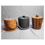 (3)Ice Buckets Including Vermillion Real Walnut