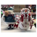 (2) Snowmen Porch Greeter Plush Figures 24'