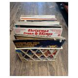 Assorted Vinyl Records in Crate -Disney, Christmas