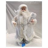 16' Silver Santa w/ Wood Base