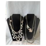 (4) Silver Tone Statement Necklaces