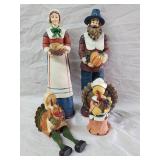 (4)p Pcs Thanksgiving Resin Figurines 12'-4.5'H