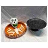 Bone Appetit Chips & Dip Bowl & Black Plate Stand
