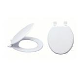 New Wood Toilet Seat White, Round, Closed Front
