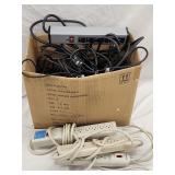 Box of Power Strips & Misc Cables