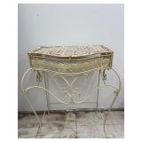 Wrought Iron End Table w/ Wicker Top