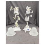 Pair Vintage Shabby Chic Metal Table Lamps 19'H