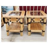 Pair Vintage Bamboo Style End Tables