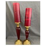 2 Metal & Glass Candle Stands