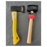 1.25 lb Axe & 16oz Black Rubber Mallet