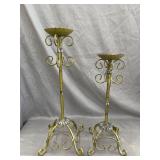 2- Metal scroll candle stands