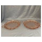 'Cherry Blossom' Pink Handled Trays