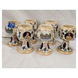 (6)pc Vintage German Stoneware Wine Goblets 6'H
