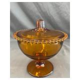 Glass Amber Glass Pedestal Candy Dish