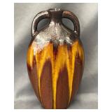 Brown & Mustard Drip Glaze Pottery Vase