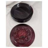 (7)pc Ruby Red 10' Plates Marked 'France'