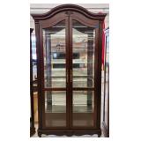 Dark Wood Lighted Curio Display Cabinet