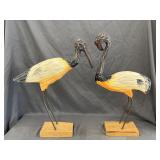 2 Wooden Shorebird Sculptures-
