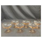 Pink Depression Glass Champagne Coupes- Set of 6